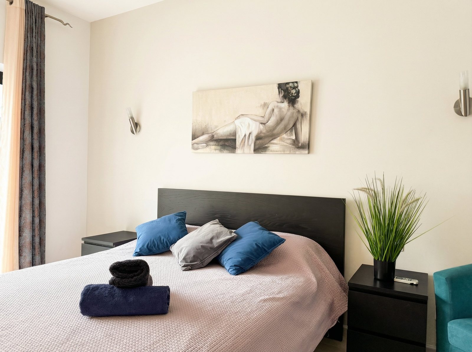 Bedroom with blue accents