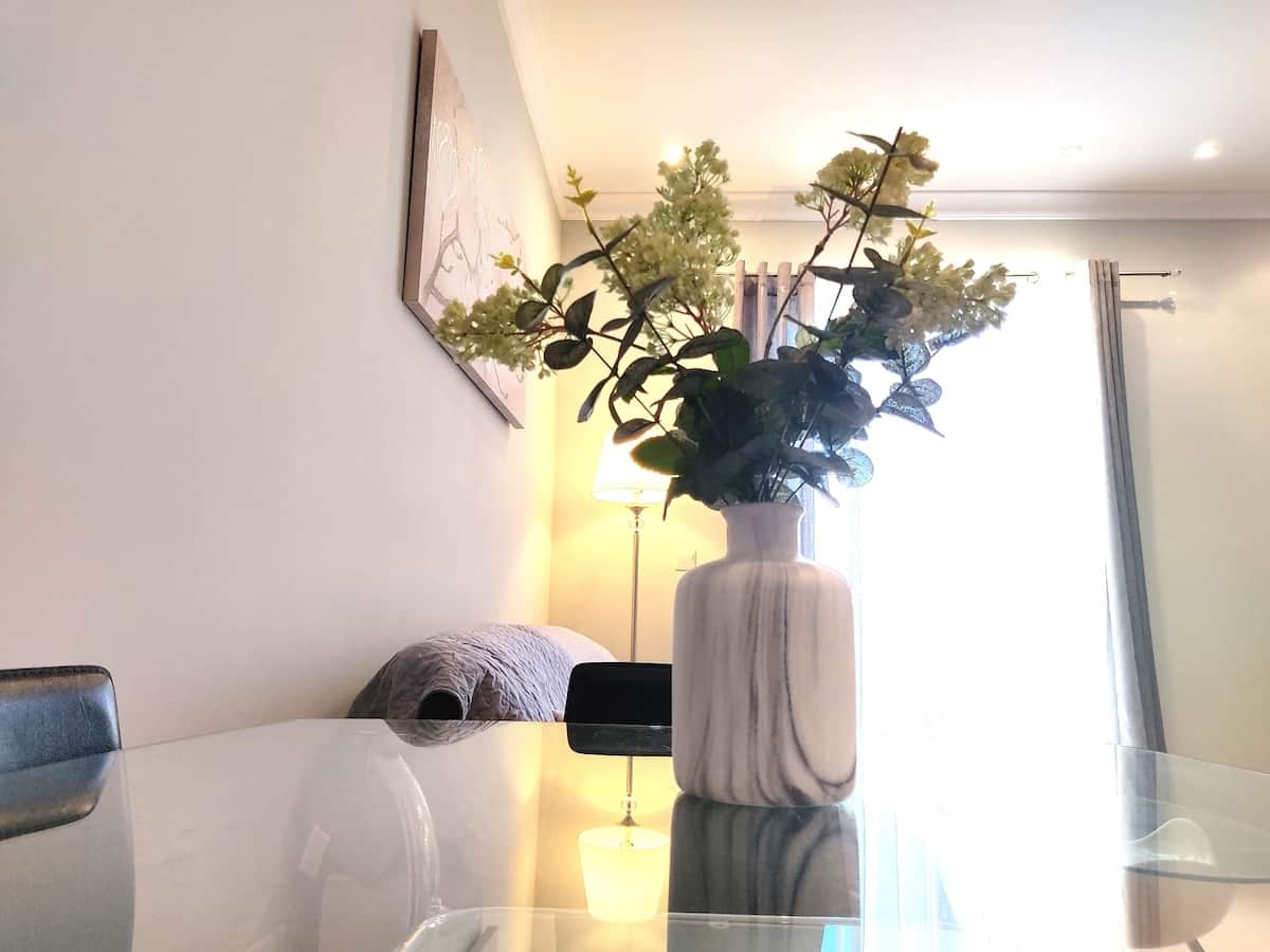 Dining area with flowers