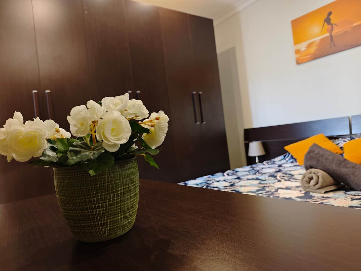 Bedroom detail with flowers
